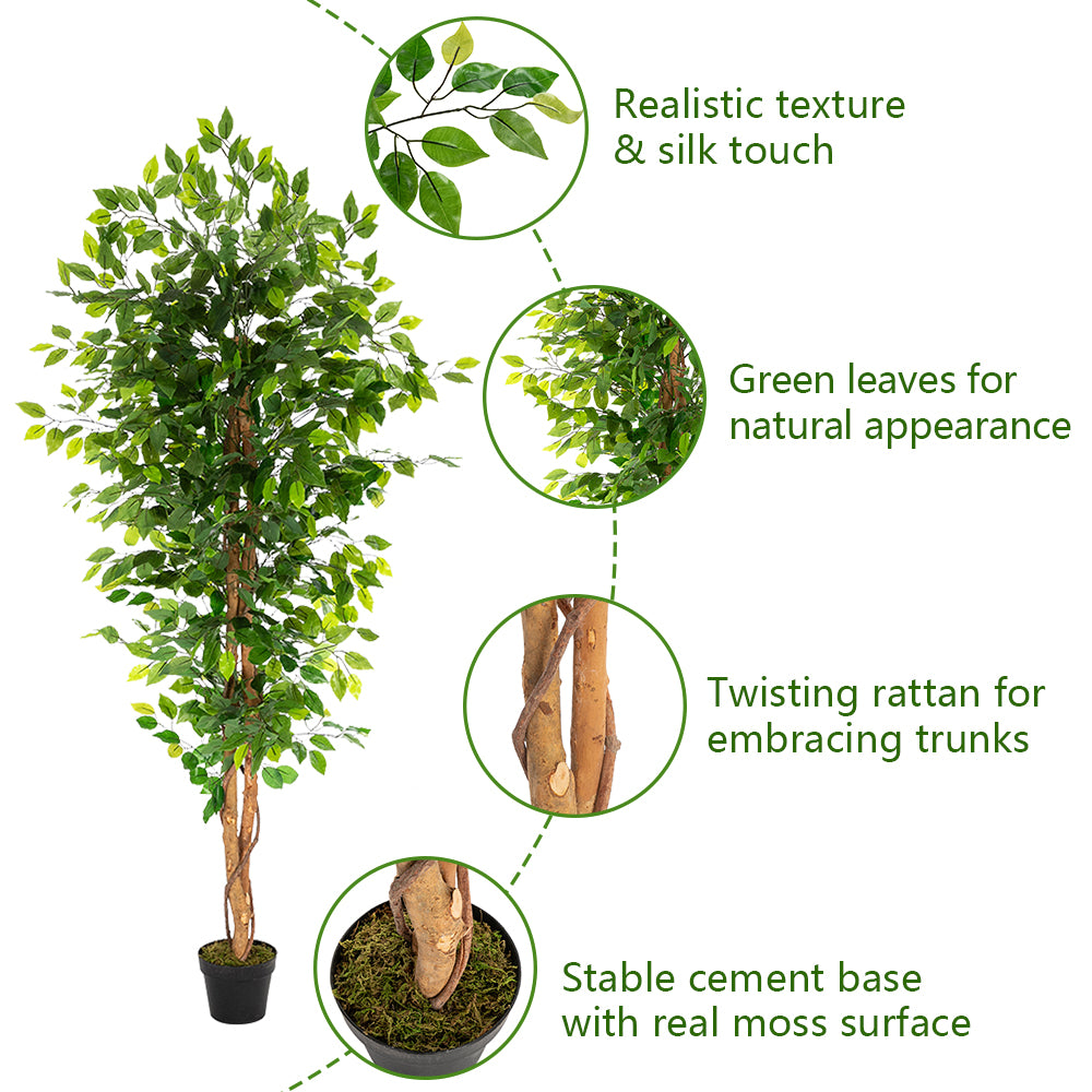HAOYYE 6FT Solid Wood Artificial Truncated Banyan Tree Green Durable Design Stylish Multifunctional Modern Home Decoration Practical Space-Saving Ornament for Living Room or Office