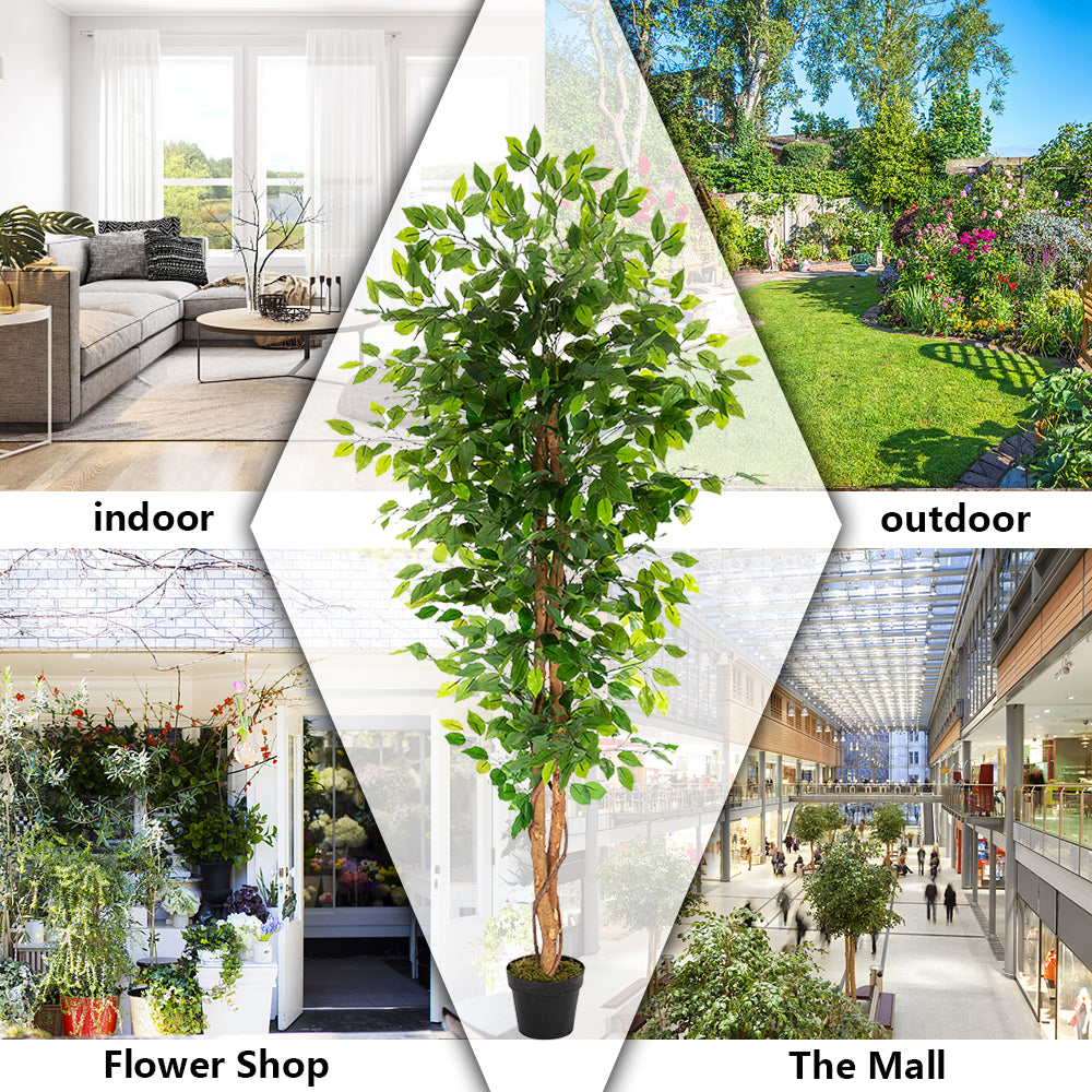 HAOYYE 6FT Solid Wood Artificial Truncated Banyan Tree Green Durable Design Stylish Multifunctional Modern Home Decoration Practical Space-Saving Ornament for Living Room or Office