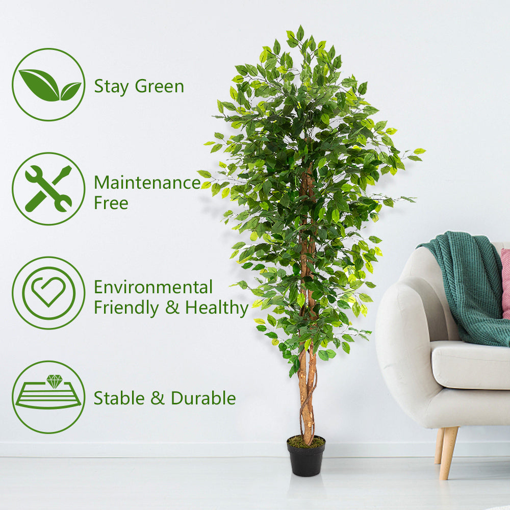 HAOYYE 6FT Solid Wood Artificial Truncated Banyan Tree Green Durable Design Stylish Multifunctional Modern Home Decoration Practical Space-Saving Ornament for Living Room or Office