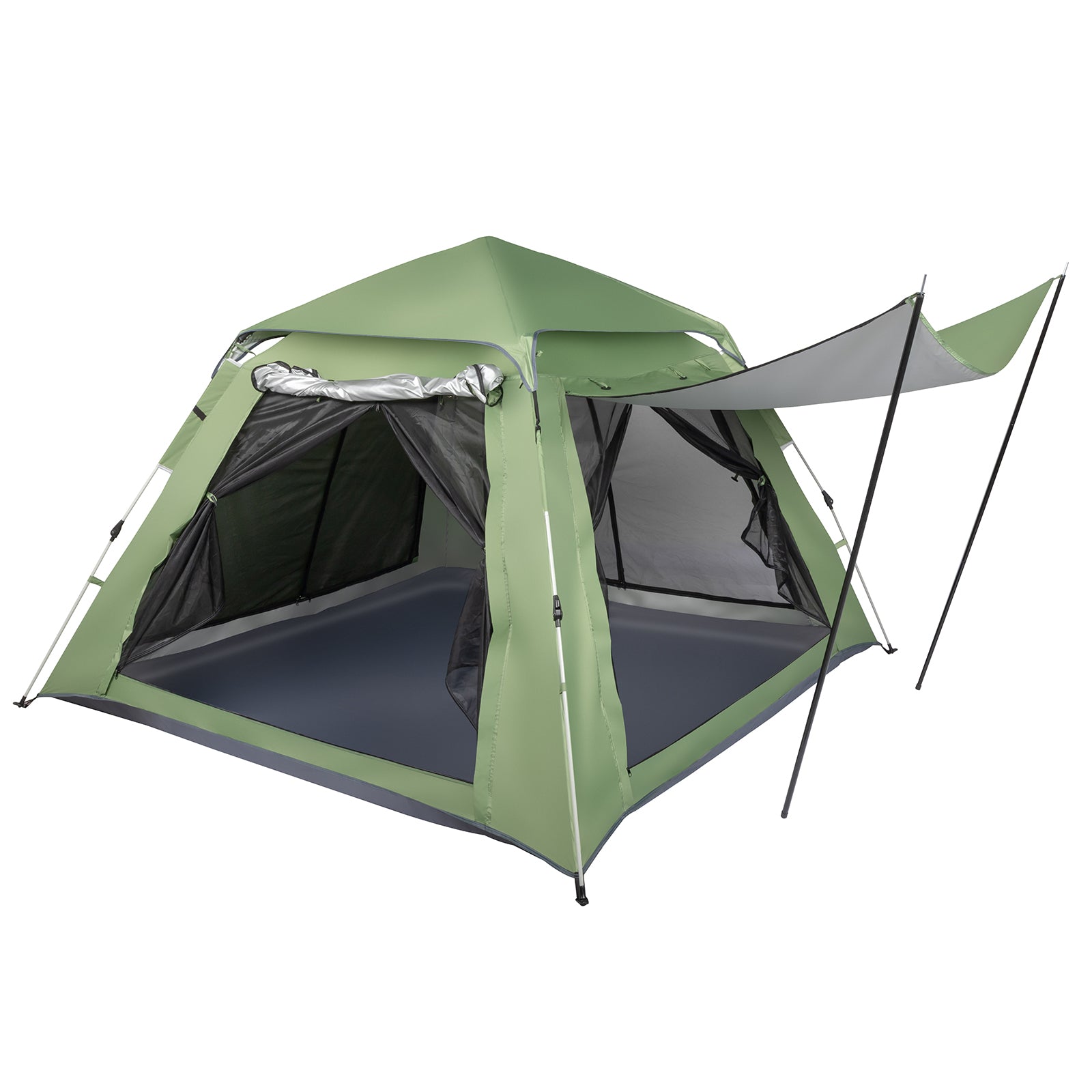 HAOYYE 240x240x150cm Spring Quick Open 4 Person Family Camping Tent Green Portable Pop Up Shelter Waterproof Outdoor Tent for Hiking Backpacking Travel Garden Picnic