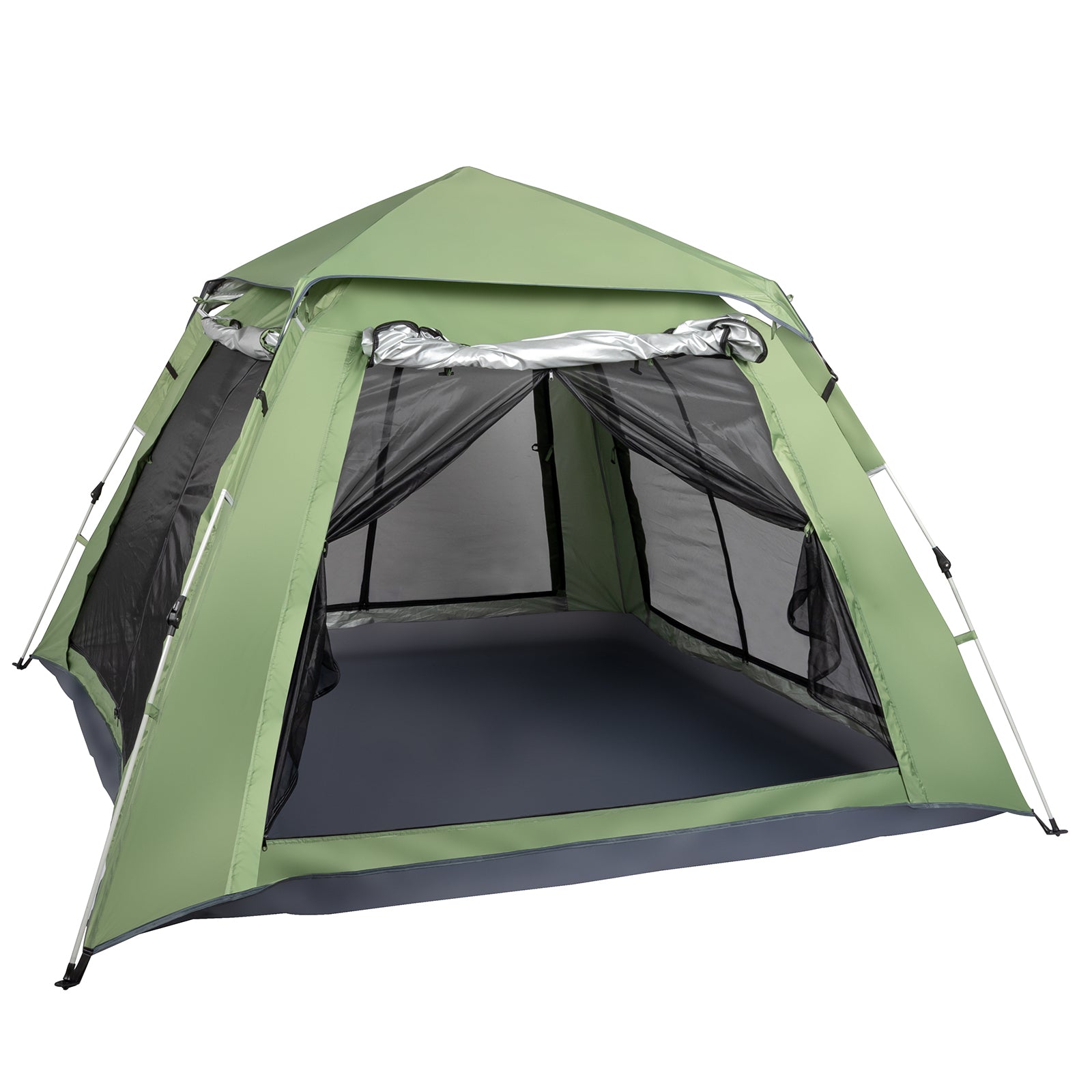 HAOYYE 240x240x150cm Spring Quick Open 4 Person Family Camping Tent Green Portable Pop Up Shelter Waterproof Outdoor Tent for Hiking Backpacking Travel Garden Picnic