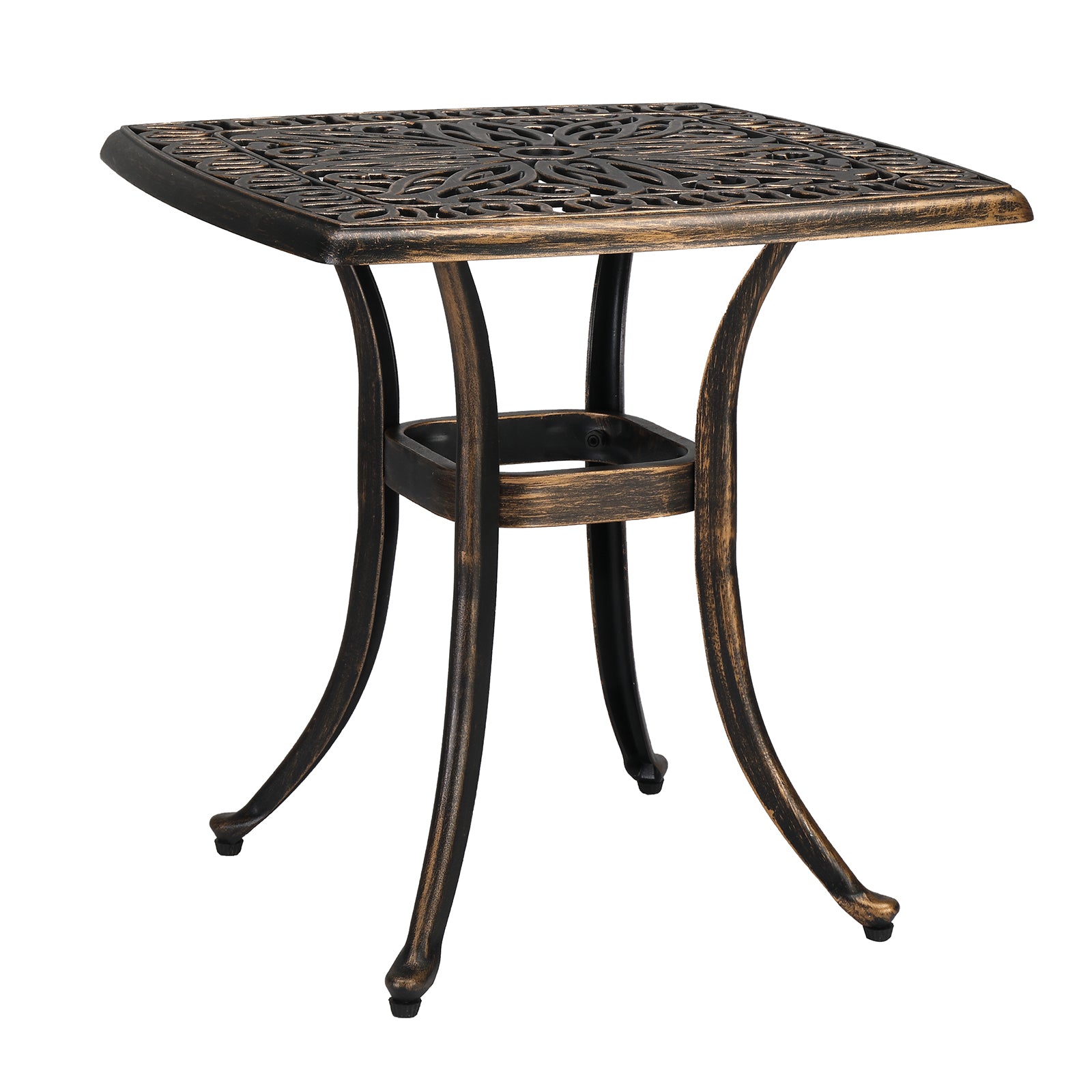 HAOYYE Square Cast Aluminum Garden Table, Sturdy and Elegant Bronze Design, Ideal for Patios, Decks, and Courtyards