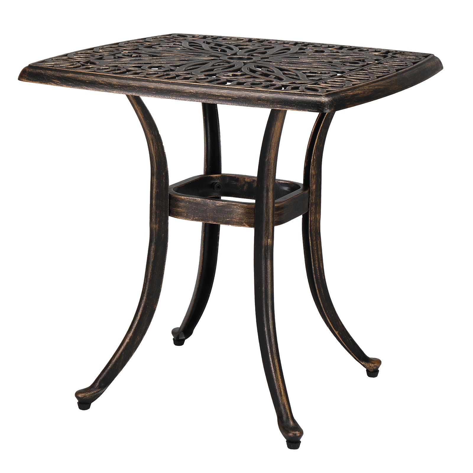 HAOYYE Square Cast Aluminum Garden Table, Sturdy and Elegant Bronze Design, Ideal for Patios, Decks, and Courtyards