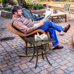 HAOYYE Square Cast Aluminum Garden Table, Sturdy and Elegant Bronze Design, Ideal for Patios, Decks, and Courtyards