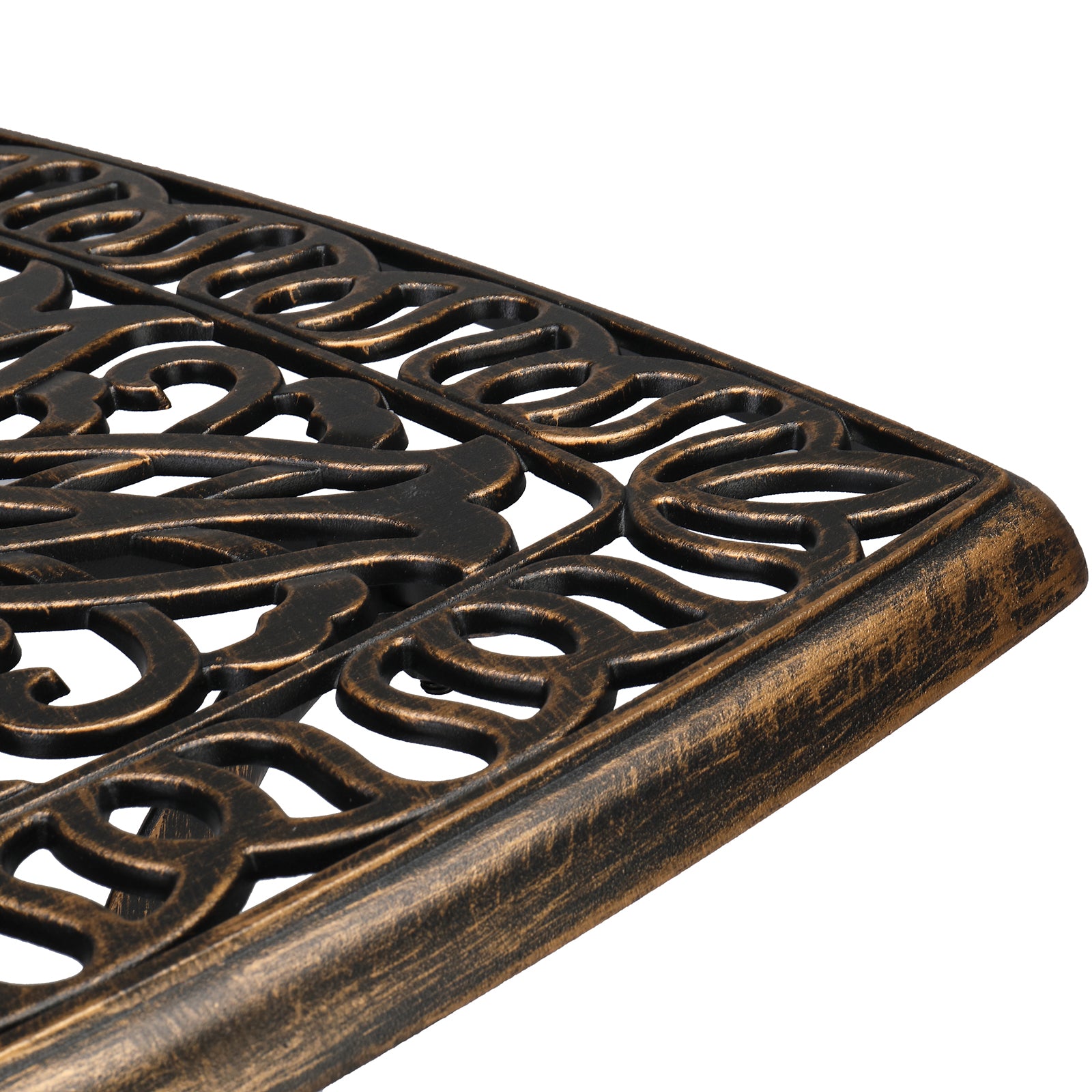 HAOYYE Square Cast Aluminum Garden Table, Sturdy and Elegant Bronze Design, Ideal for Patios, Decks, and Courtyards