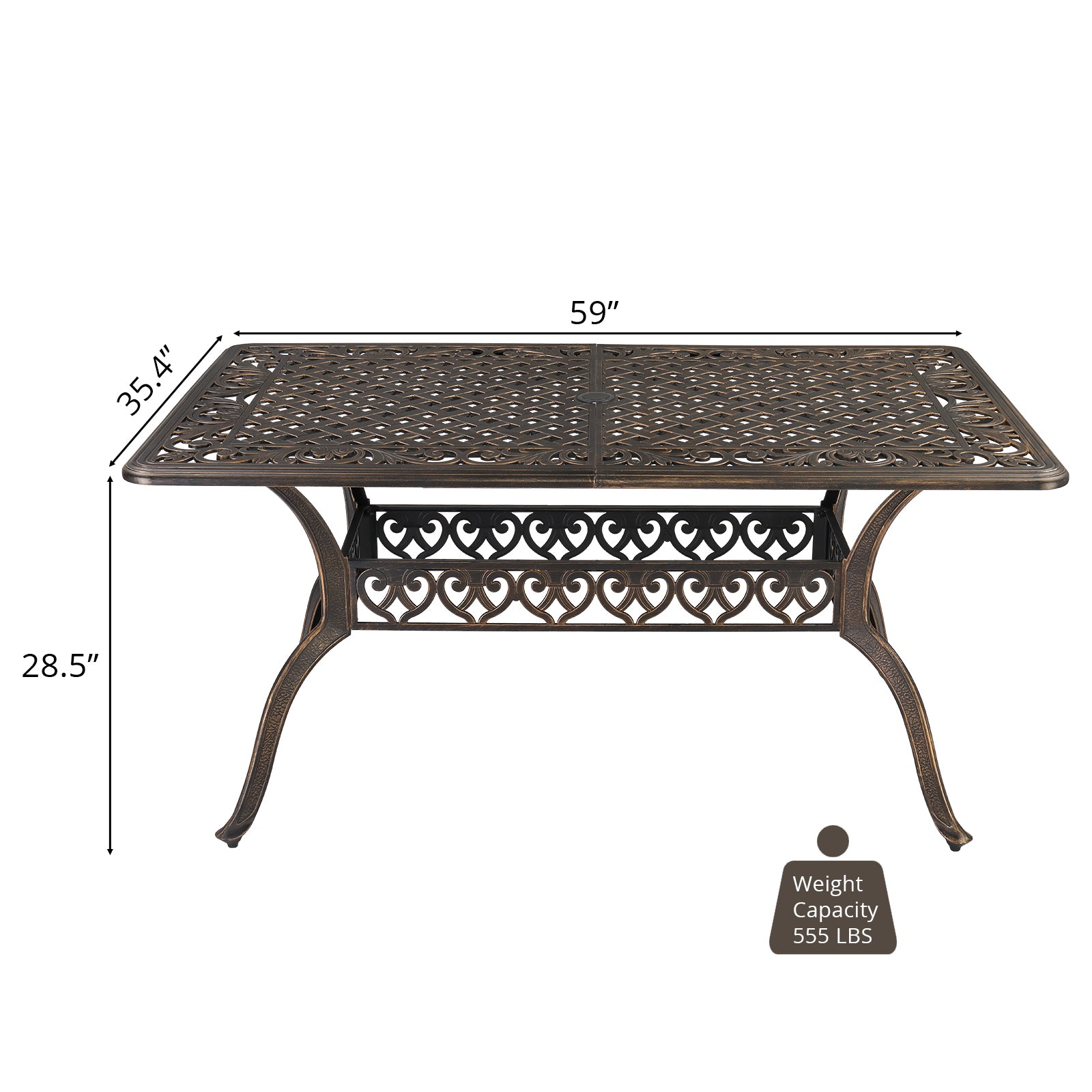 HAOYYE Bronze Mosaic Garden Cast Aluminum Table, Outdoor Round Patio Dining Table Without Chairs, Weather-Resistant and Rustproof Design, Elegant and Durable for Backyard, Balcony, Porch, or Courtyard Gathering