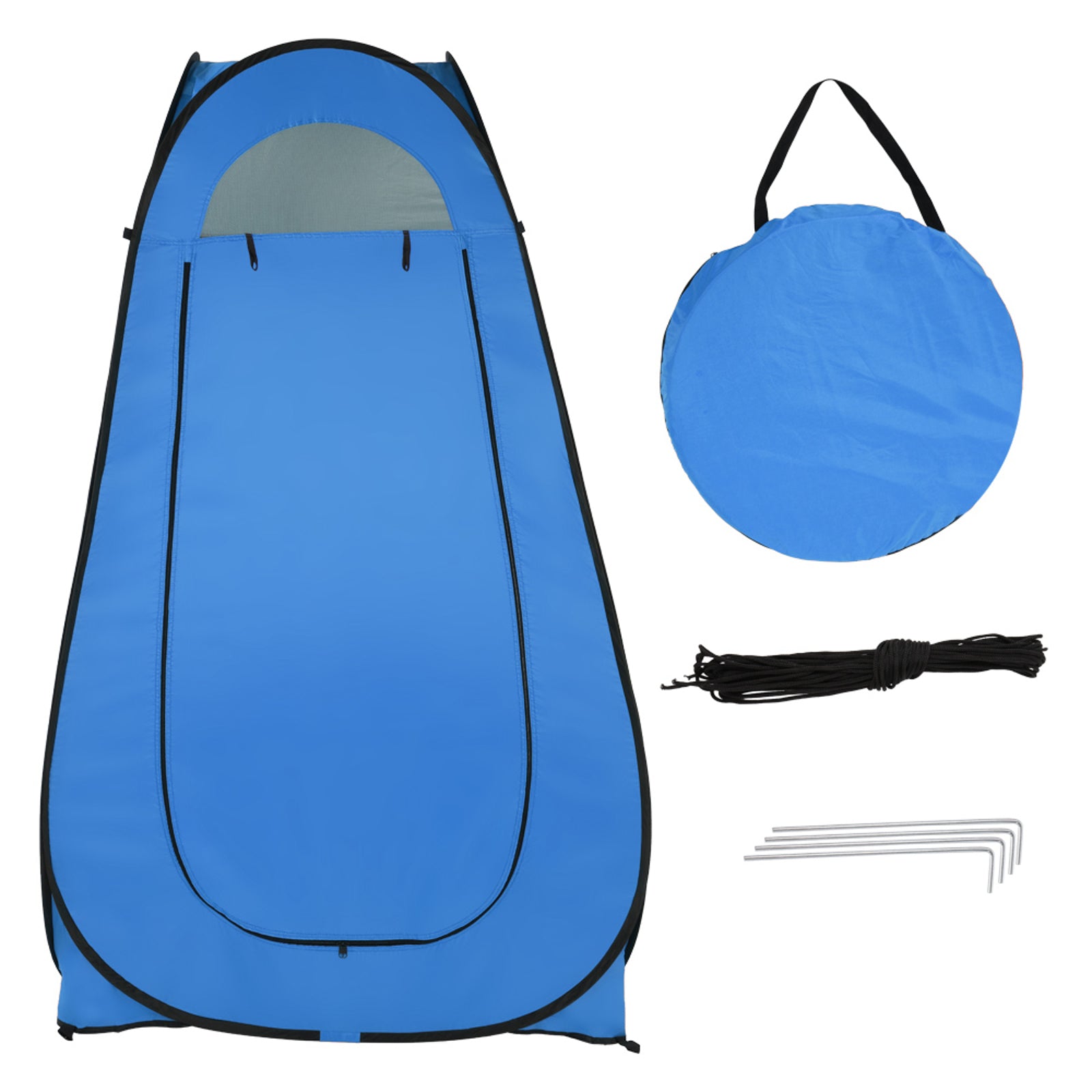 HAOYYE Blue Portable Pop Up Shower Tent Changing Room Privacy Shelter with Steel Wire Frame and Silver Coated Fabric for Camping Beach Hiking Outdoor Use 120x120x190cm