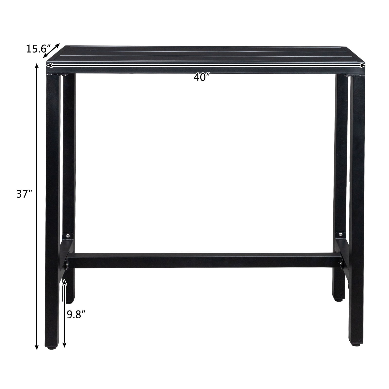 Haoyye Iron Patio Bar Table with Adjustment Knob in Black, Modern Outdoor Bistro Table for Balcony, Deck, Garden or Kitchen, Durable and Easy to Assemble, Smooth Surface for Home or Commercial Use