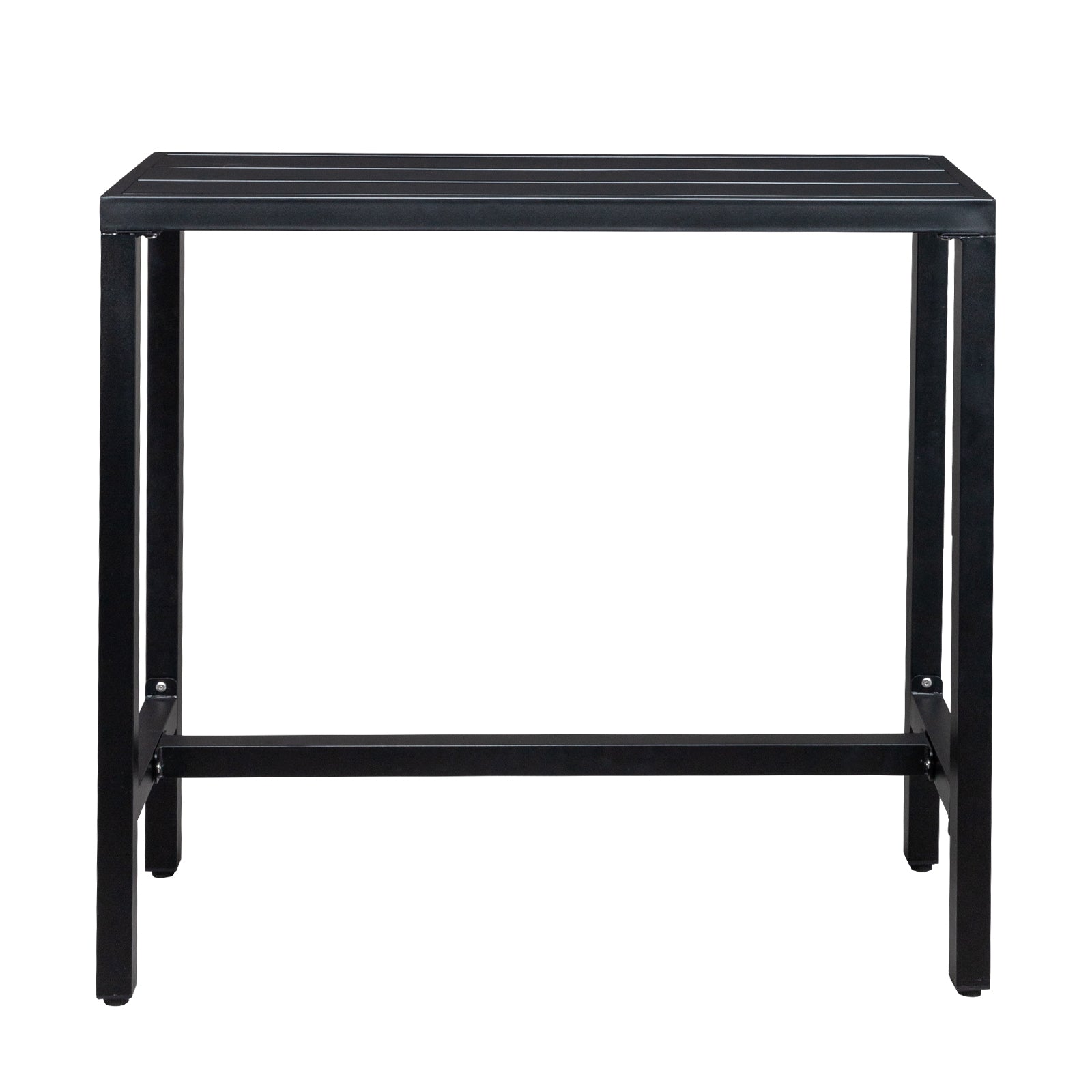 Haoyye Iron Patio Bar Table with Adjustment Knob in Black, Modern Outdoor Bistro Table for Balcony, Deck, Garden or Kitchen, Durable and Easy to Assemble, Smooth Surface for Home or Commercial Use