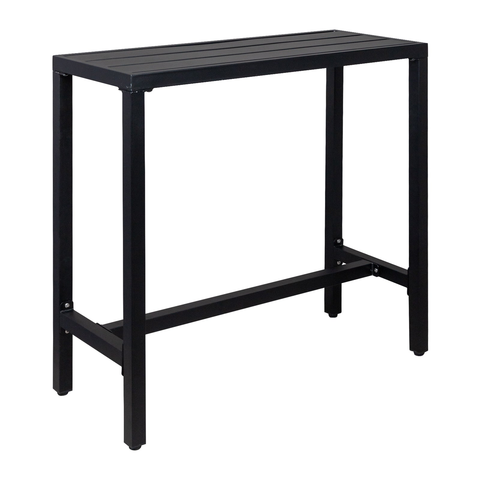 Haoyye Iron Patio Bar Table with Adjustment Knob in Black, Modern Outdoor Bistro Table for Balcony, Deck, Garden or Kitchen, Durable and Easy to Assemble, Smooth Surface for Home or Commercial Use