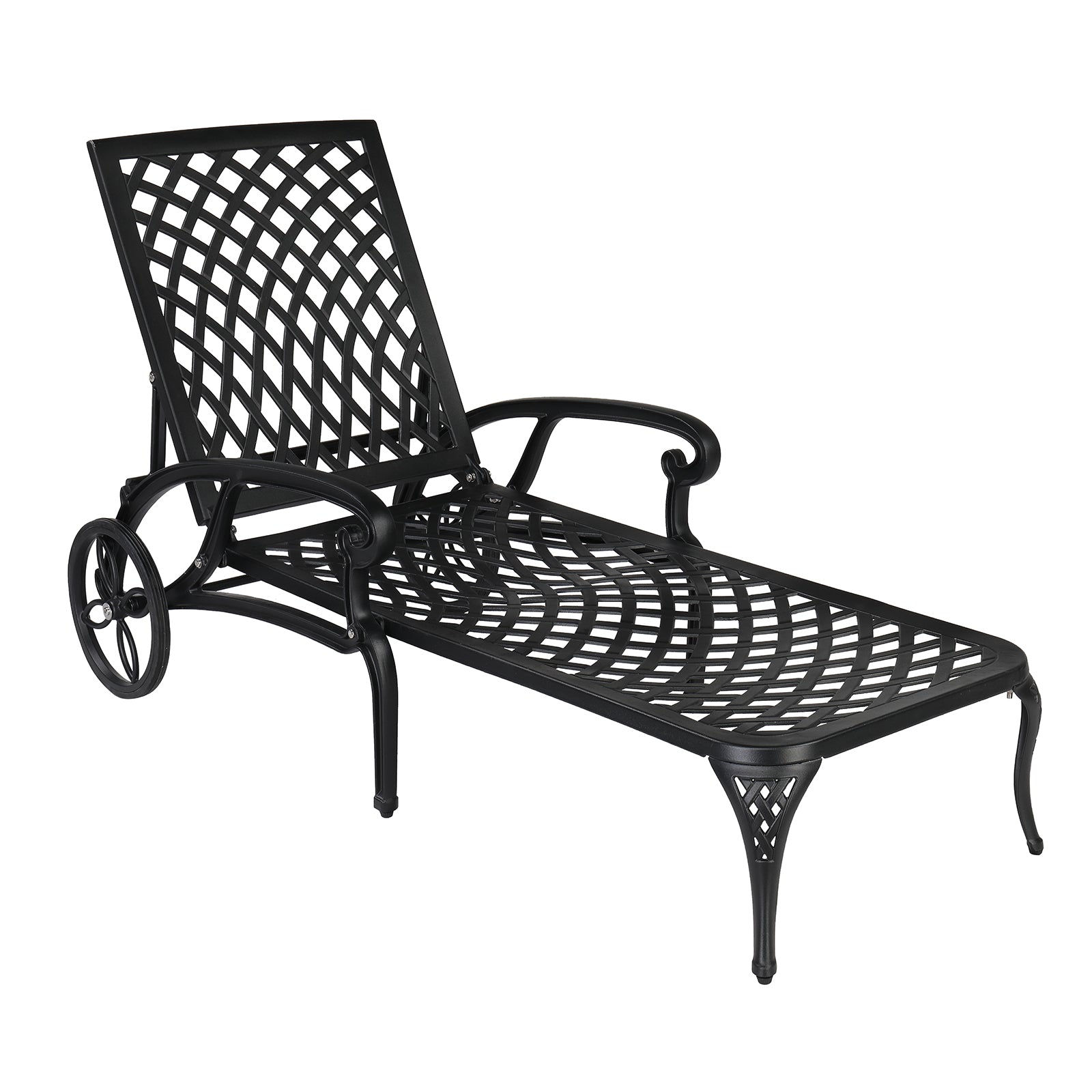 HAOYYE Adjustable Backrest Courtyard Cast Aluminum Lying Bed, Black, Sturdy Outdoor Lounge Chair for Relaxing, Perfect for Garden, Patio, or Backyard, Comfortable and Durable Design, Easy to Adjust for Ultimate Comfort