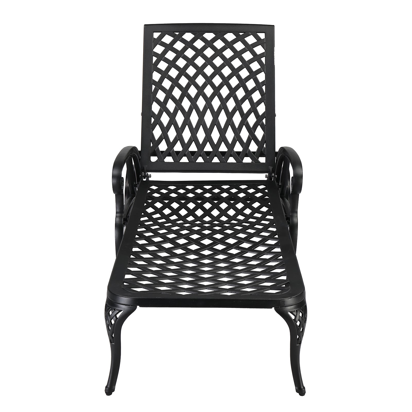 HAOYYE Adjustable Backrest Courtyard Cast Aluminum Lying Bed, Black, Sturdy Outdoor Lounge Chair for Relaxing, Perfect for Garden, Patio, or Backyard, Comfortable and Durable Design, Easy to Adjust for Ultimate Comfort