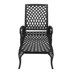 HAOYYE Adjustable Backrest Courtyard Cast Aluminum Lying Bed, Black, Sturdy Outdoor Lounge Chair for Relaxing, Perfect for Garden, Patio, or Backyard, Comfortable and Durable Design, Easy to Adjust for Ultimate Comfort