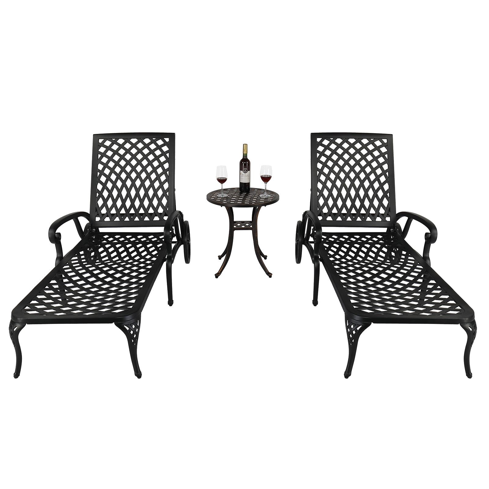HAOYYE Adjustable Backrest Courtyard Cast Aluminum Lying Bed, Black, Sturdy Outdoor Lounge Chair for Relaxing, Perfect for Garden, Patio, or Backyard, Comfortable and Durable Design, Easy to Adjust for Ultimate Comfort