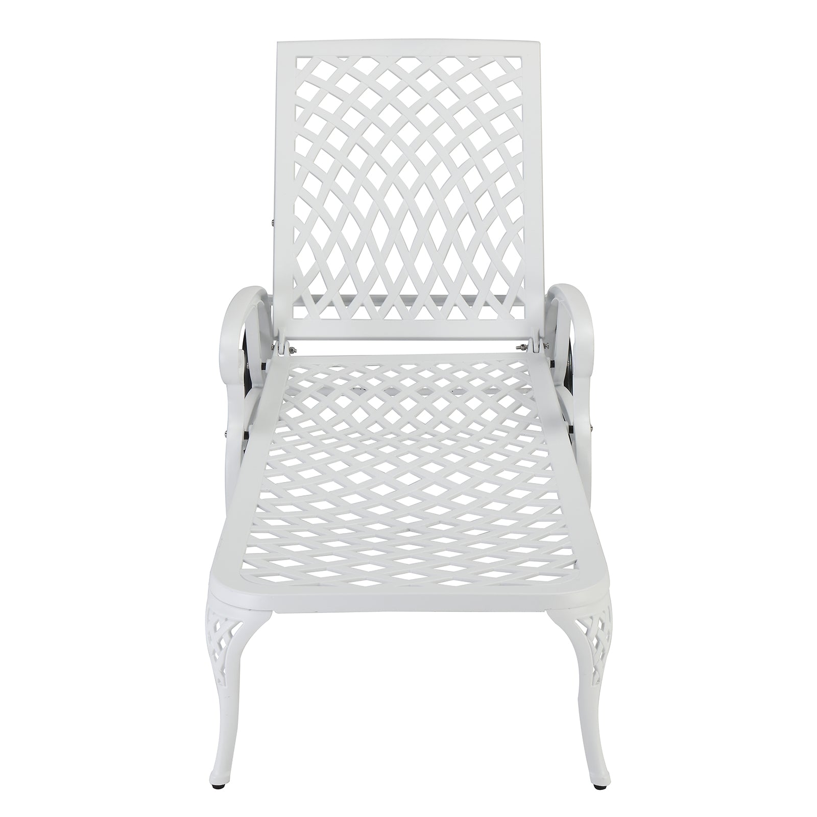 HAOYYE Adjustable Backrest Courtyard Cast Aluminum Lying Bed, White, Outdoor Reclining Lounge Chair with Durable Weather-Resistant Frame, Modern and Comfortable Design for Patio, Garden, Balcony, or Poolside Relaxation
