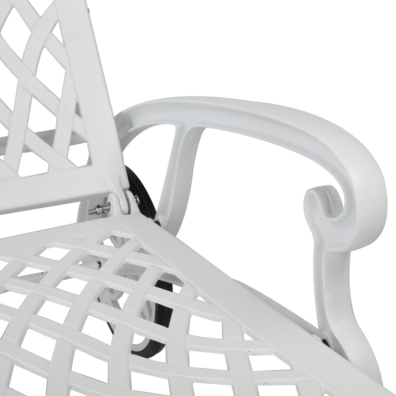 HAOYYE Adjustable Backrest Courtyard Cast Aluminum Lying Bed, White, Outdoor Reclining Lounge Chair with Durable Weather-Resistant Frame, Modern and Comfortable Design for Patio, Garden, Balcony, or Poolside Relaxation