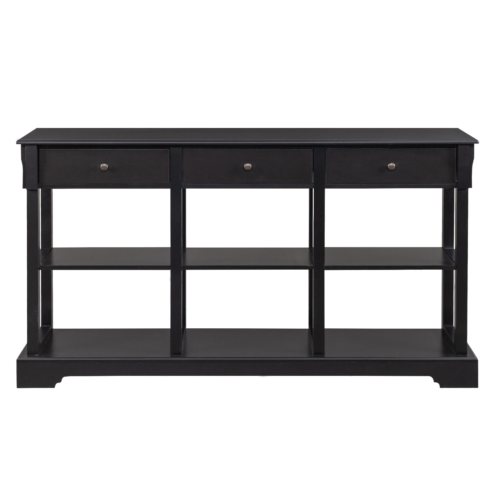 HAOYYE Console Sofa Table with Ample Storage Retro Sideboard Buffet Cabinet with Open Shelves and 3 Drawers Entryway Storage Cabinet for Living Room