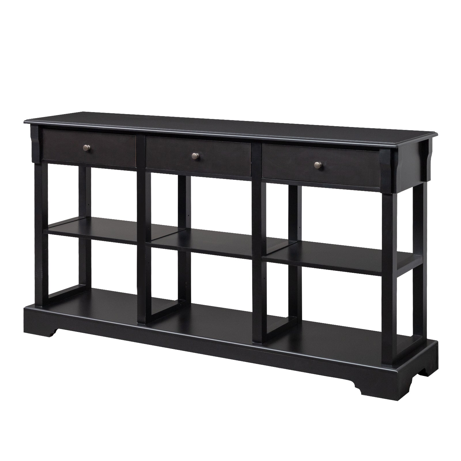 HAOYYE Console Sofa Table with Ample Storage Retro Sideboard Buffet Cabinet with Open Shelves and 3 Drawers Entryway Storage Cabinet for Living Room