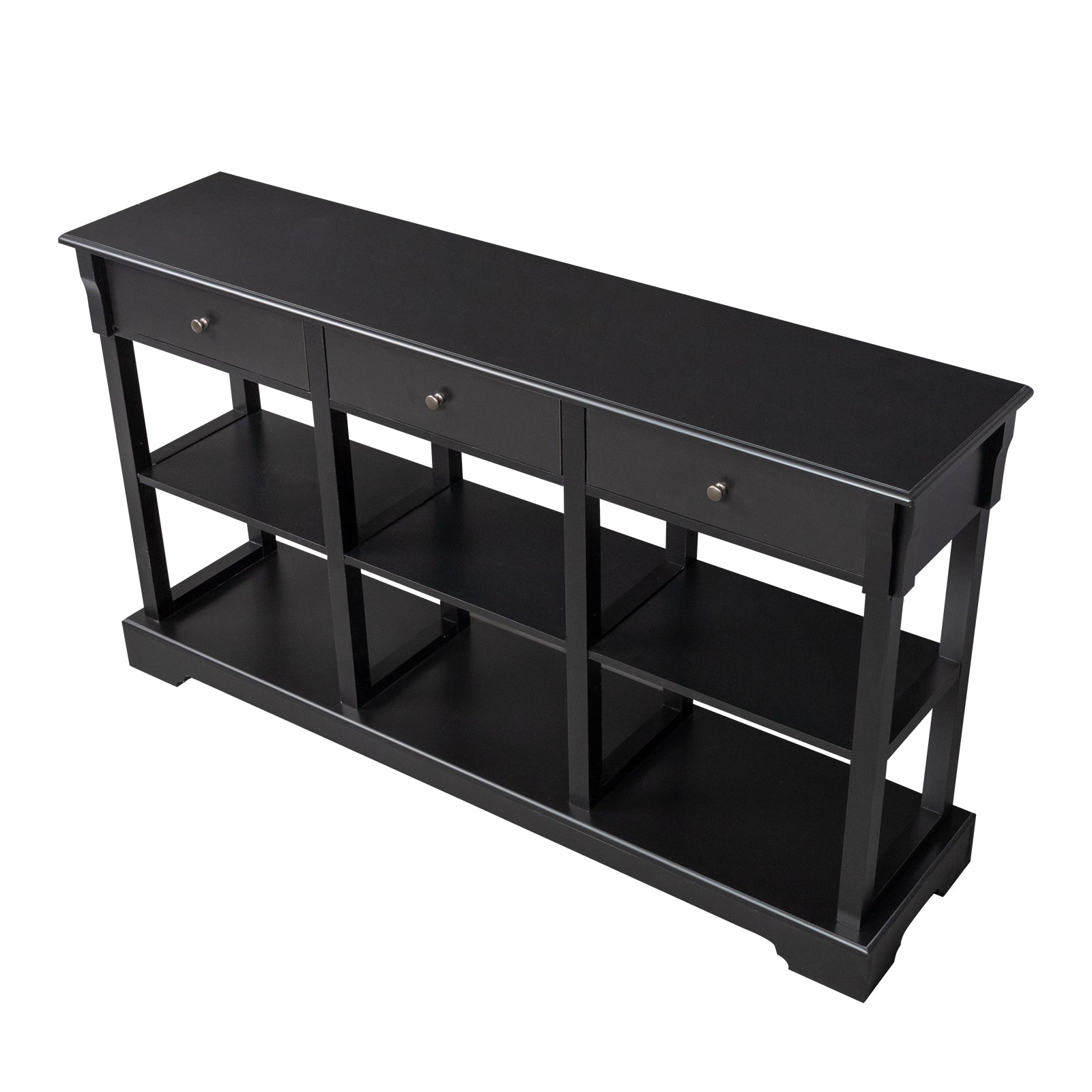 HAOYYE Console Sofa Table with Ample Storage Retro Sideboard Buffet Cabinet with Open Shelves and 3 Drawers Entryway Storage Cabinet for Living Room