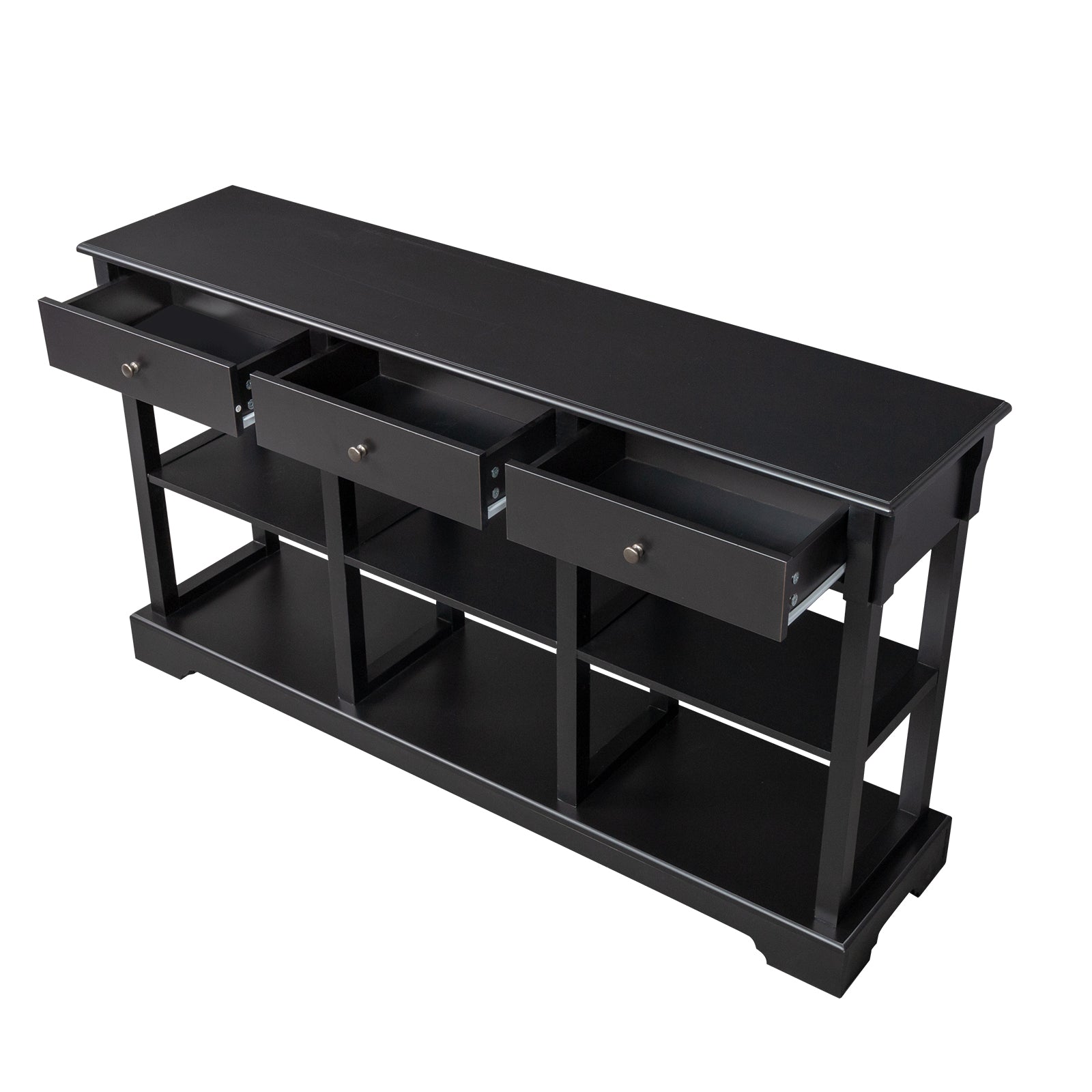 HAOYYE Console Sofa Table with Ample Storage Retro Sideboard Buffet Cabinet with Open Shelves and 3 Drawers Entryway Storage Cabinet for Living Room