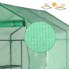 HAOYYE Outdoor Walk-In Greenhouse with 8 Tier Shelves and Zippered Door, Heavy Duty PE Cover Plant Stand for Patio Balcony Garden, Portable Steeple Frame Green Grow House