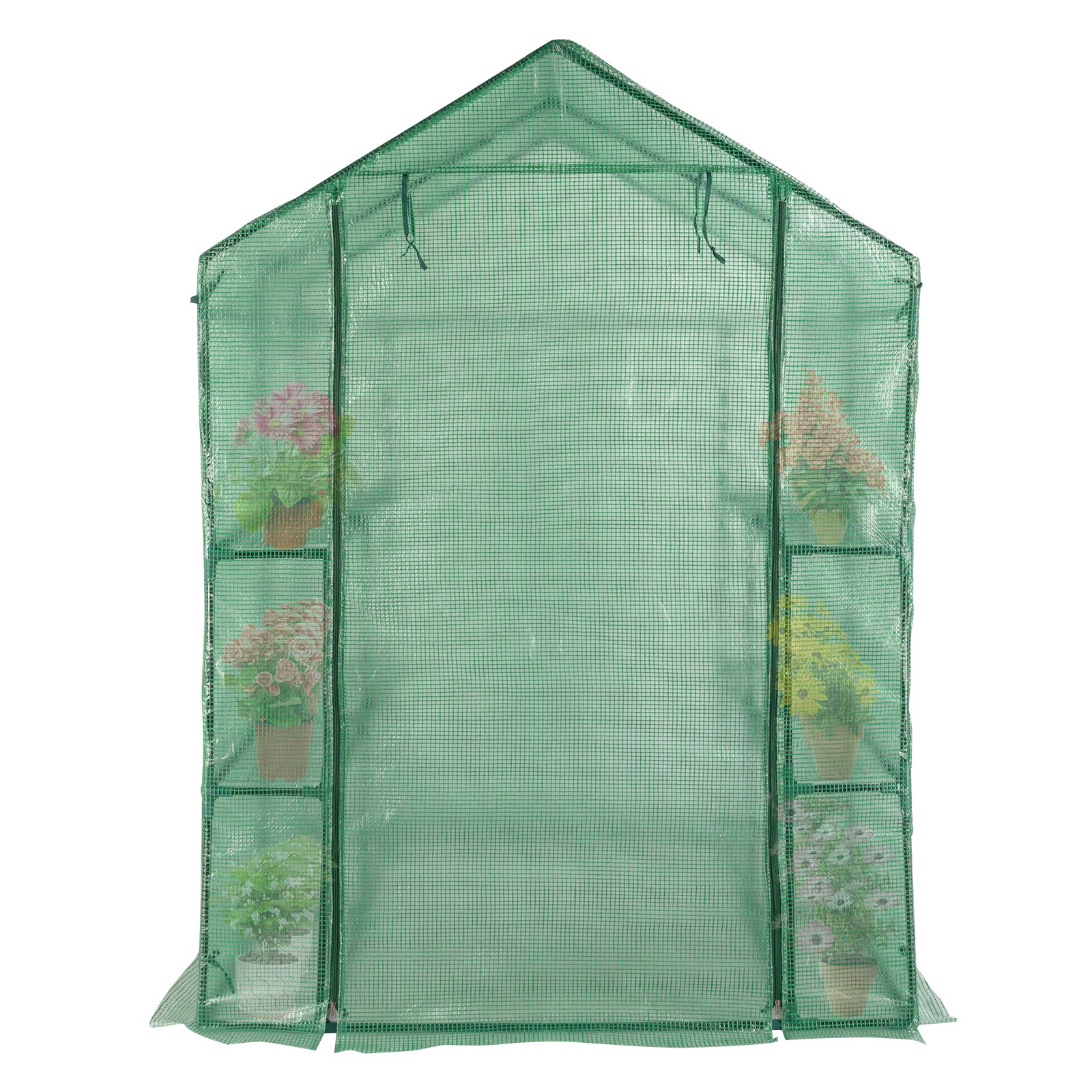 HAOYYE Outdoor Walk-In Greenhouse with 8 Tier Shelves and Zippered Door, Heavy Duty PE Cover Plant Stand for Patio Balcony Garden, Portable Steeple Frame Green Grow House