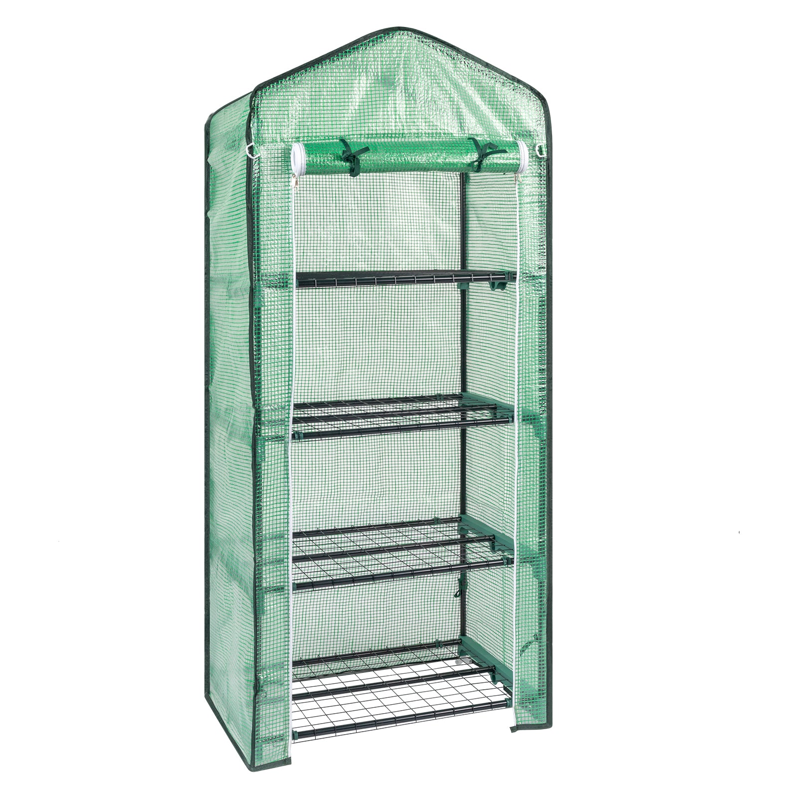 HAOYYE Durable Portable Greenhouse with Grid Shelves and Zippered Door, Metal Frame Plant Stand with PE Cover for Indoor Outdoor Gardening, Stable Multi Tier Greenhouse for Healthy Plant Growth