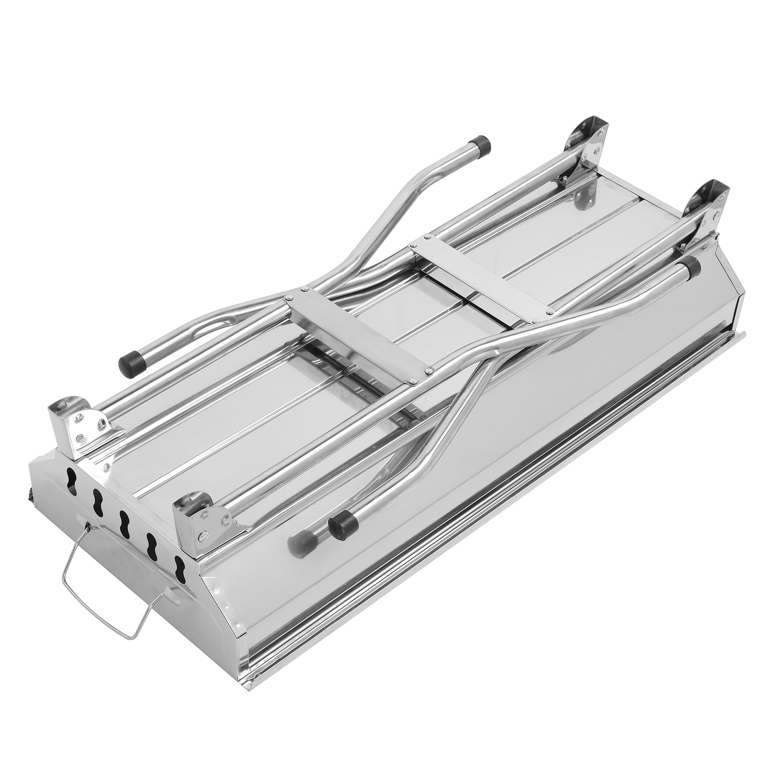 HAOYYE Portable Stainless Steel Grill for Outdoor BBQ Cooking, Lightweight Folding Charcoal Grill with Double Grates and Bottom Shelf, Easy to Carry and Clean, Ideal for Patio Backyard Camping Picnic Use