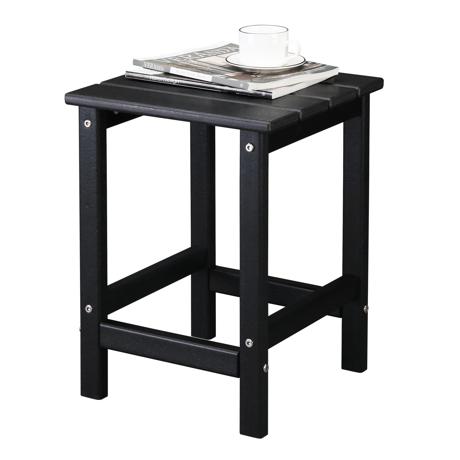 HAOYYE Single Layer Square HDPE Side Table, Durable and Lightweight, Perfect for Any Room or Outdoor Use