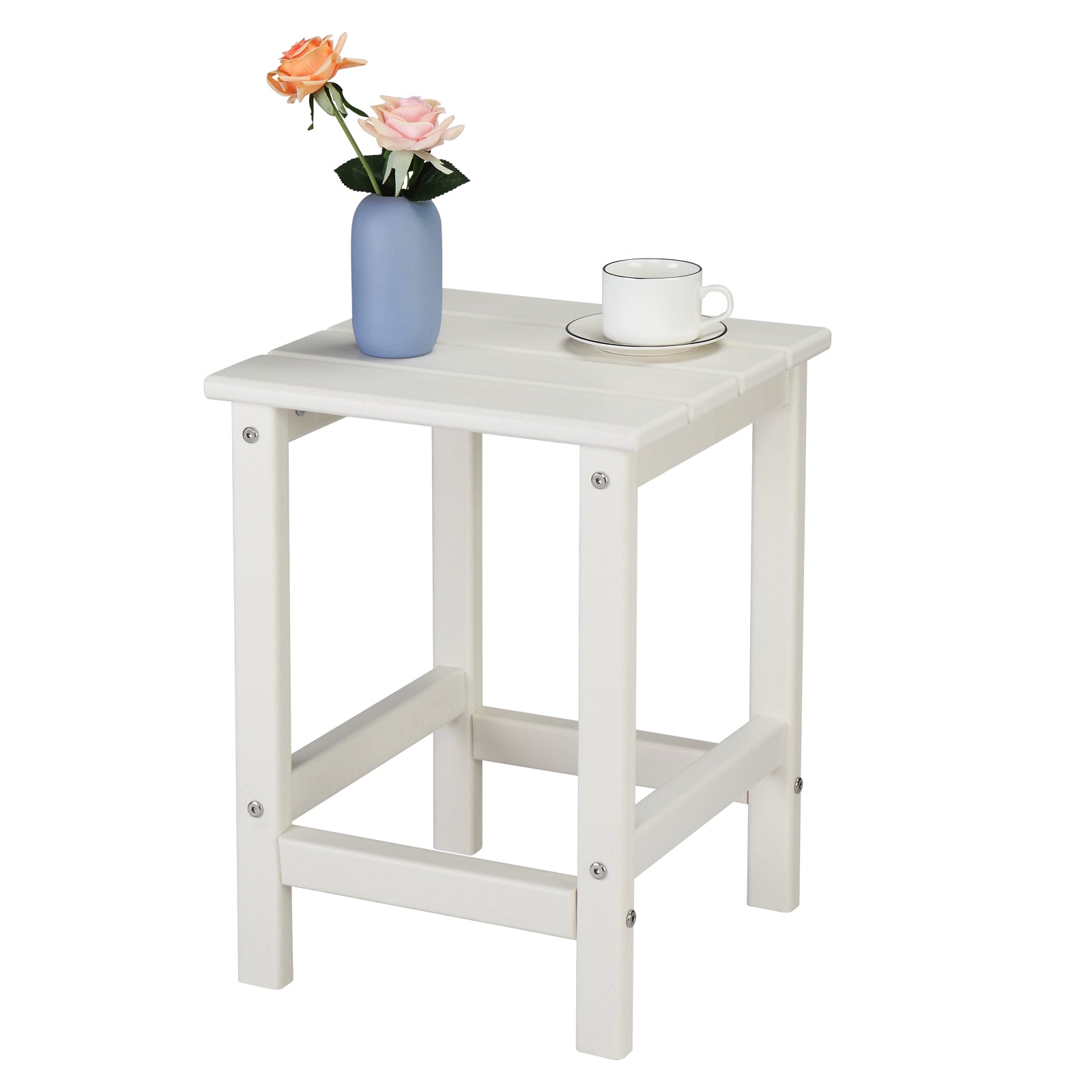 HAOYYE Single Layer Square HDPE Side Table, Durable and Lightweight, Perfect for Any Room or Outdoor Use