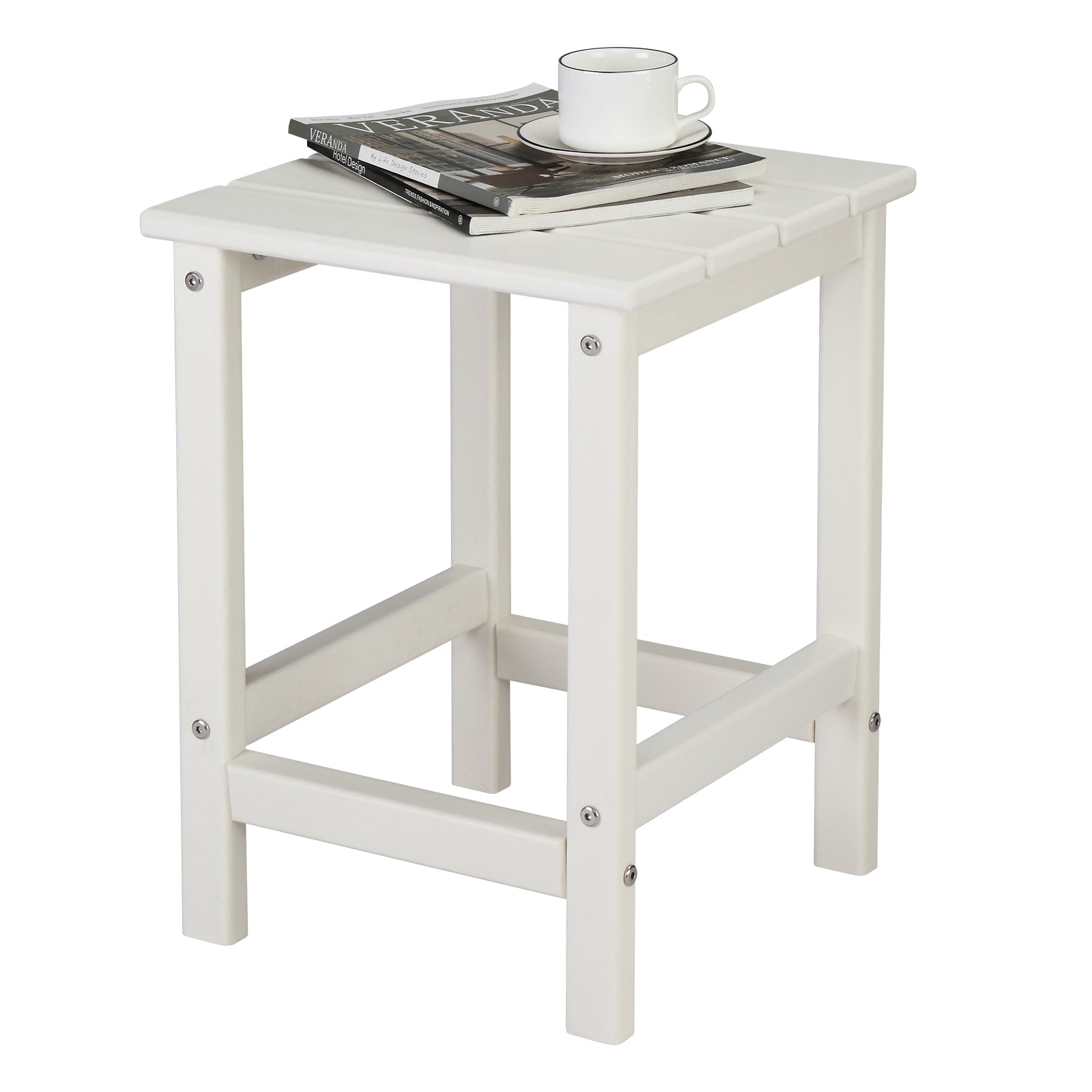 HAOYYE Single Layer Square HDPE Side Table, Durable and Lightweight, Perfect for Any Room or Outdoor Use