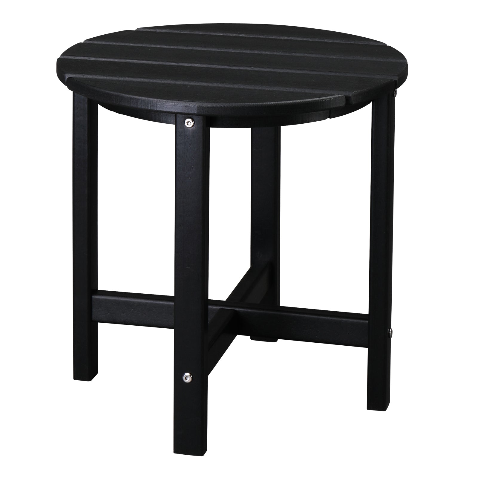 HAOYYE Single Layer Round HDPE Side Table, Durable and Lightweight Outdoor Table for Patios, Decks, and Gardens