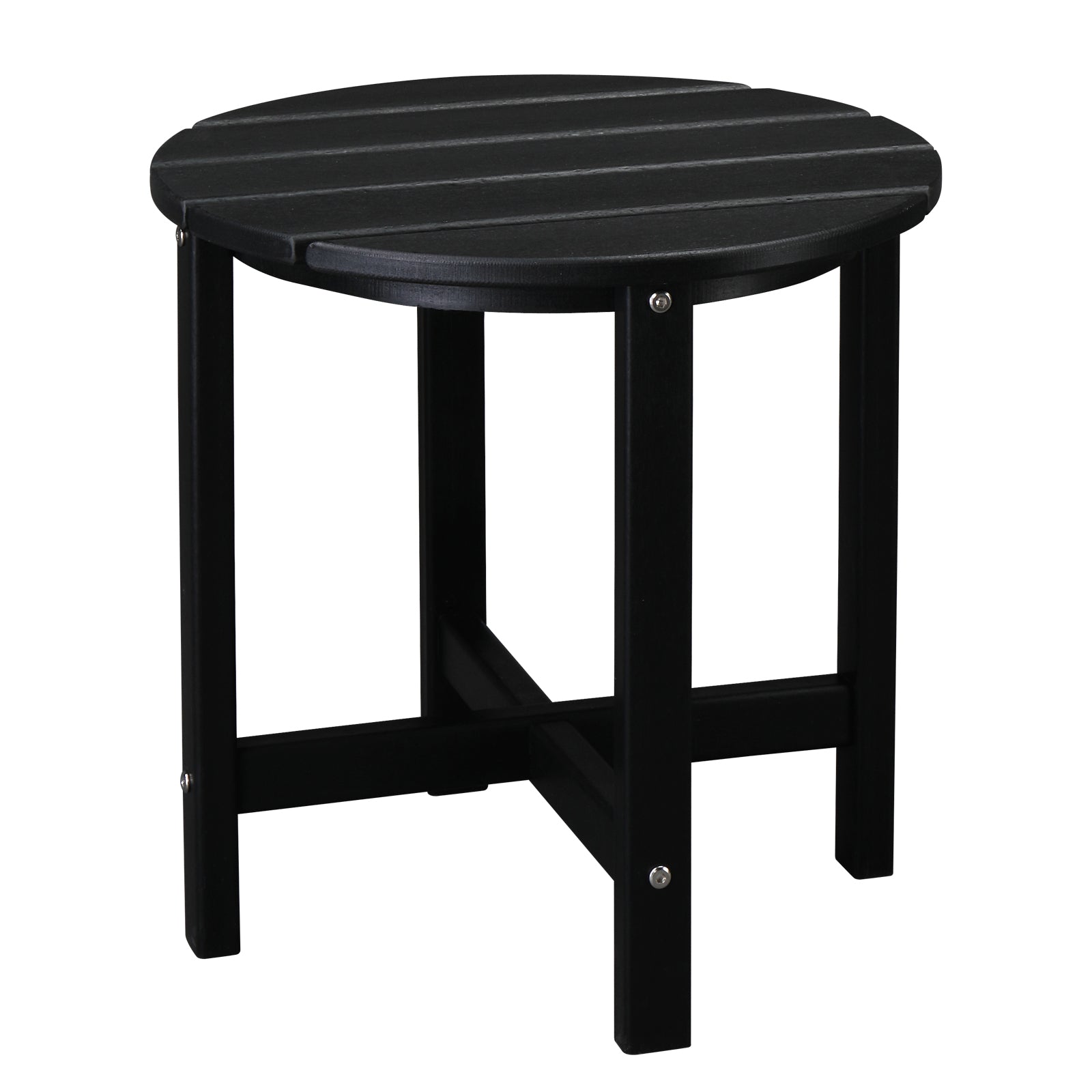 HAOYYE Single Layer Round HDPE Side Table, Durable and Lightweight Outdoor Table for Patios, Decks, and Gardens
