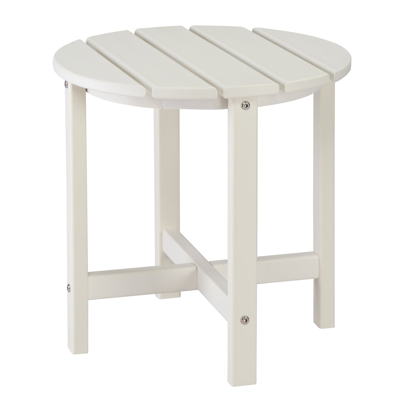 HAOYYE Single Layer Round HDPE Side Table, Durable and Lightweight Outdoor Table for Patios, Decks, and Gardens