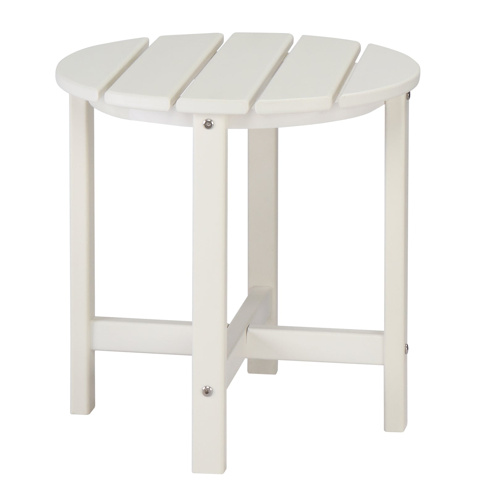 HAOYYE Single Layer Round HDPE Side Table, Durable and Lightweight Outdoor Table for Patios, Decks, and Gardens