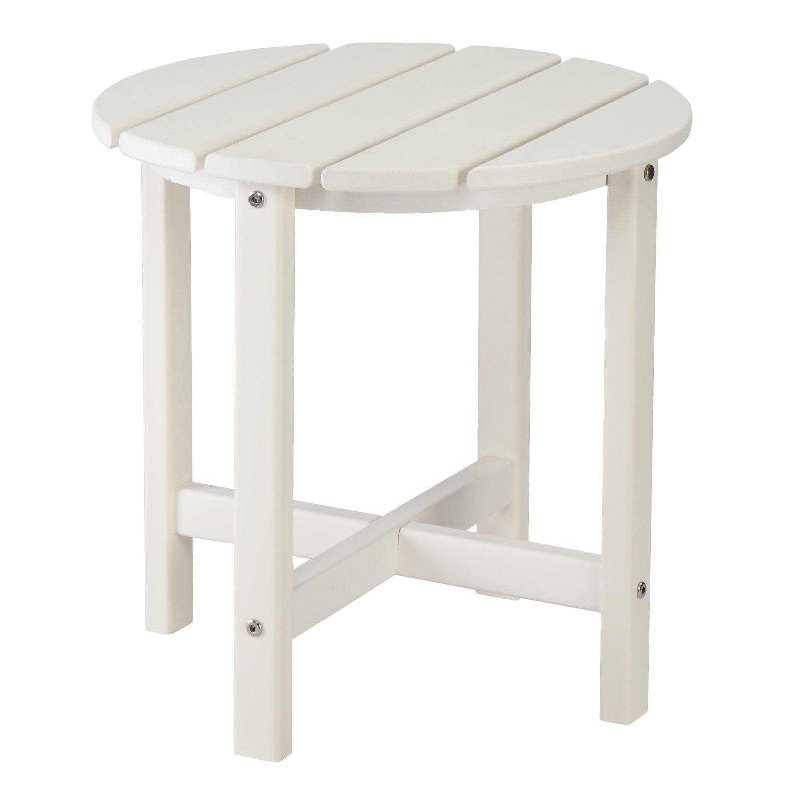 HAOYYE Single Layer Round HDPE Side Table, Durable and Lightweight Outdoor Table for Patios, Decks, and Gardens