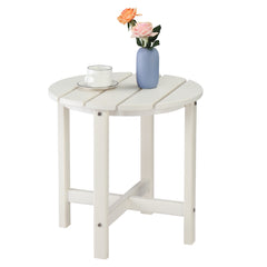 HAOYYE Single Layer Round HDPE Side Table, Durable and Lightweight Outdoor Table for Patios, Decks, and Gardens