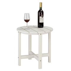 HAOYYE Single Layer Round HDPE Side Table, Durable and Lightweight Outdoor Table for Patios, Decks, and Gardens