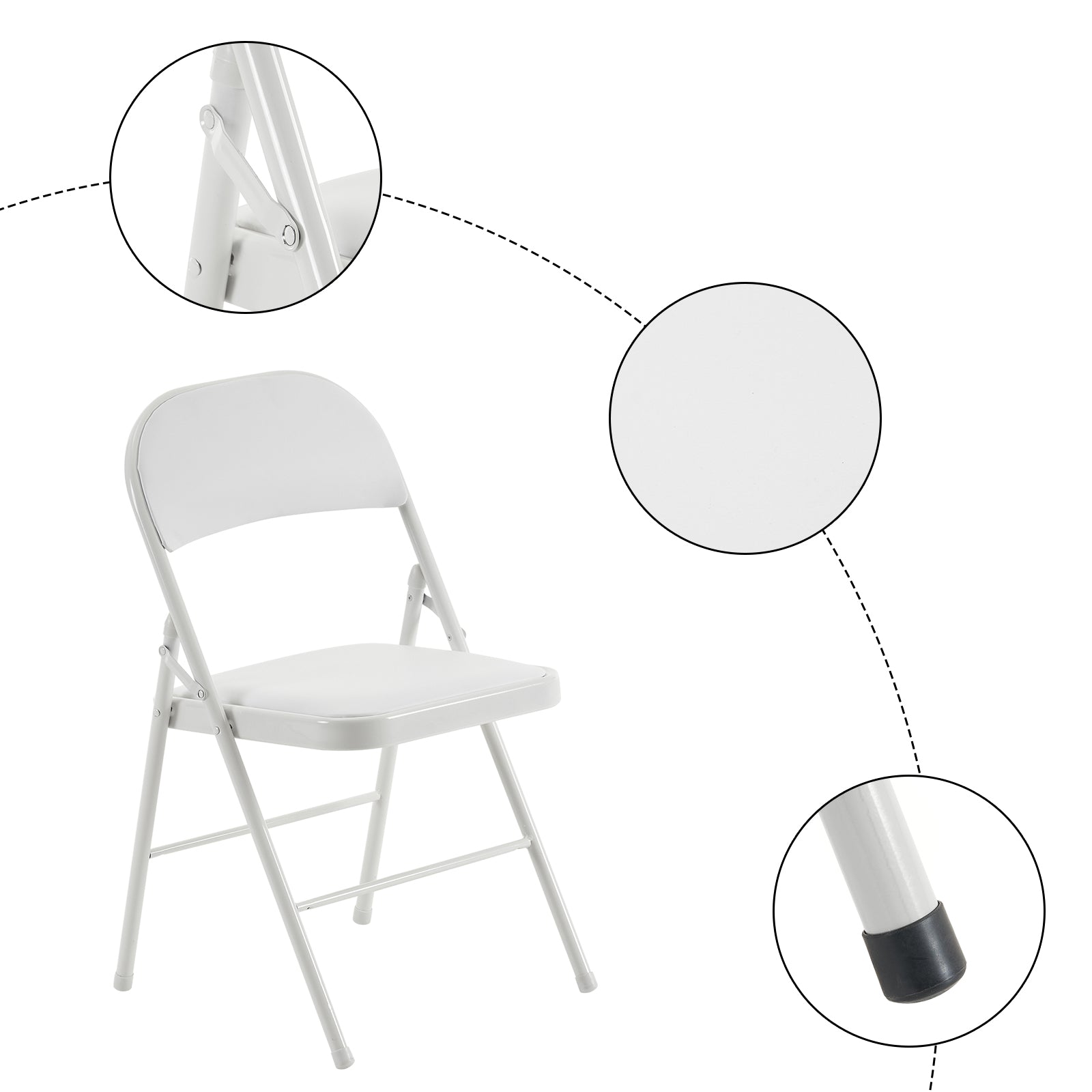 HAOYYE 4PCS Elegant Foldable Iron & PVC Chairs for Convention and Exhibition, Sturdy and Comfortable Chairs for Events, Meetings, Conferences, Easy to Store and Transport, Durable and Stylish Design