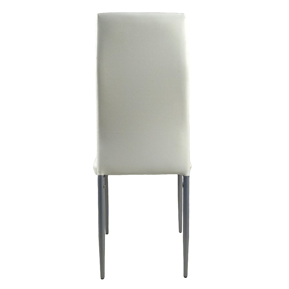HAOYYE 4PCS PU Leather Dining Chairs with Backrest Cushion, Horizontal Stitching Design, Sturdy Steel Frame, Creamy White Seat with Gray Legs for Dining Room Kitchen