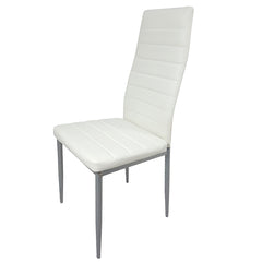 HAOYYE 4PCS PU Leather Dining Chairs with Backrest Cushion, Horizontal Stitching Design, Sturdy Steel Frame, Creamy White Seat with Gray Legs for Dining Room Kitchen