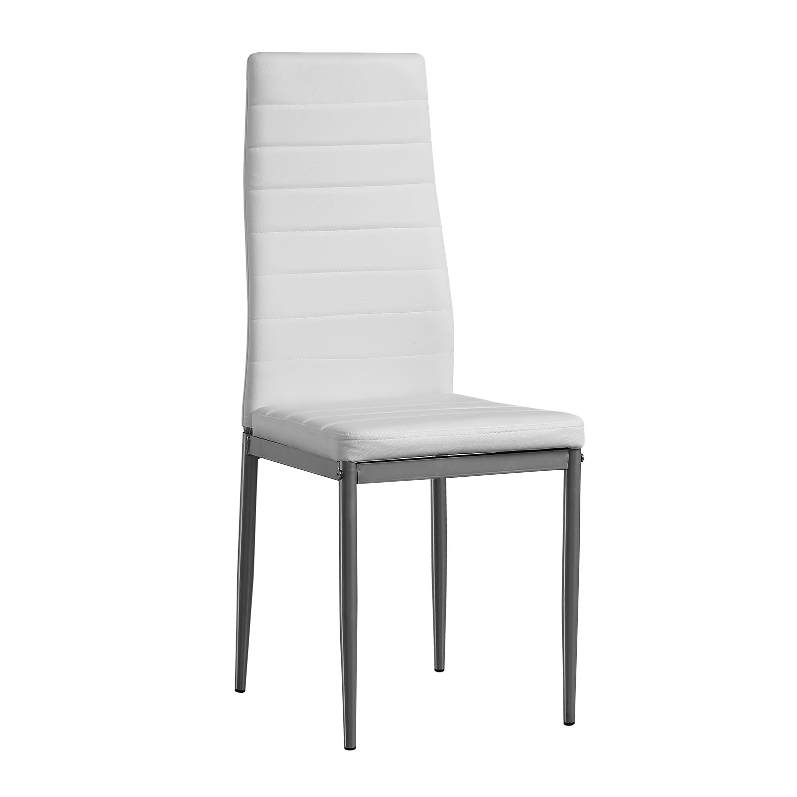 HAOYYE 4PCS PU Leather Dining Chairs with Backrest Cushion, Horizontal Stitching Design, Sturdy Steel Frame, Creamy White Seat with Gray Legs for Dining Room Kitchen