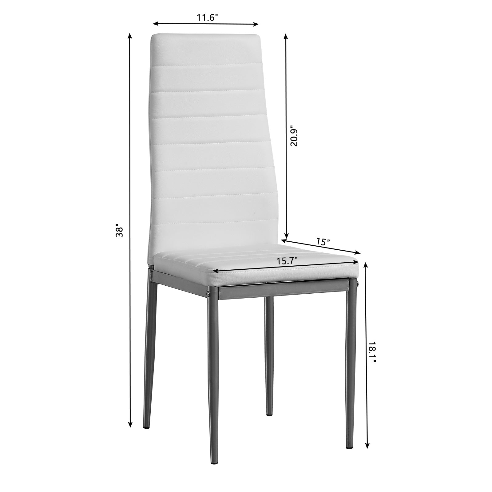 HAOYYE 4PCS PU Leather Dining Chairs with Backrest Cushion, Horizontal Stitching Design, Sturdy Steel Frame, Creamy White Seat with Gray Legs for Dining Room Kitchen