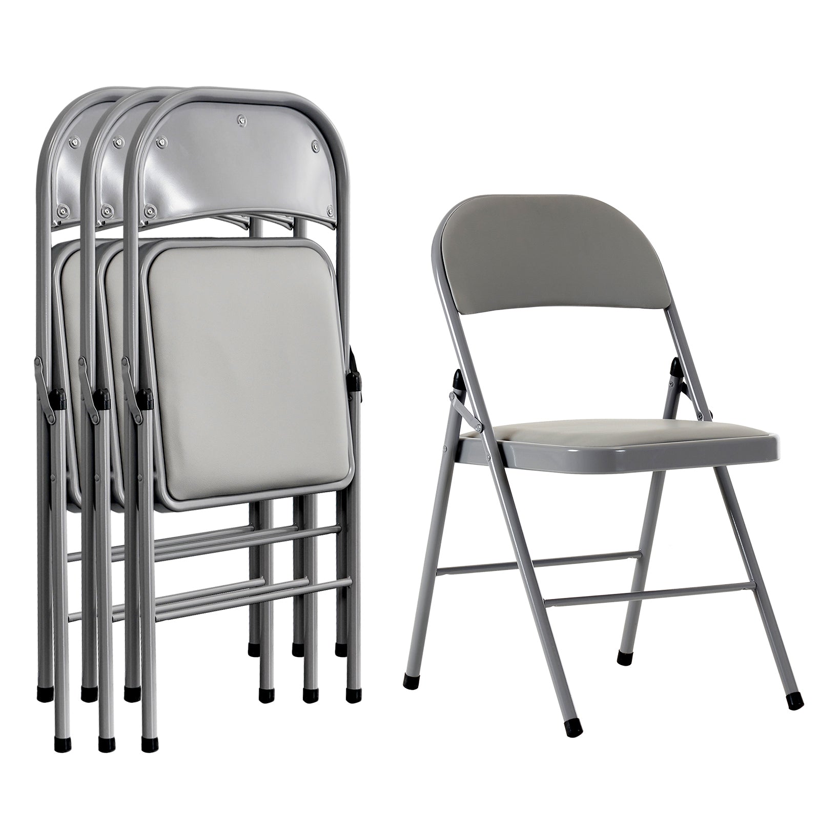 HAOYYE 4PCS Elegant Foldable Iron & PVC Chairs for Convention and Exhibition, Sturdy and Comfortable Chairs for Events, Meetings, Conferences, Easy to Store and Transport, Durable and Stylish Design