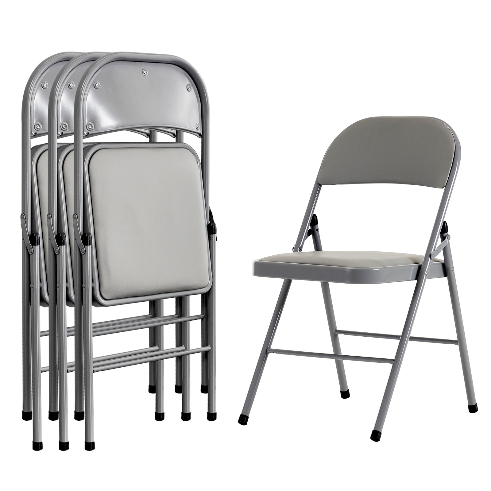 HAOYYE 4PCS Elegant Foldable Iron & PVC Chairs for Convention and Exhibition, Sturdy and Comfortable Chairs for Events, Meetings, Conferences, Easy to Store and Transport, Durable and Stylish Design