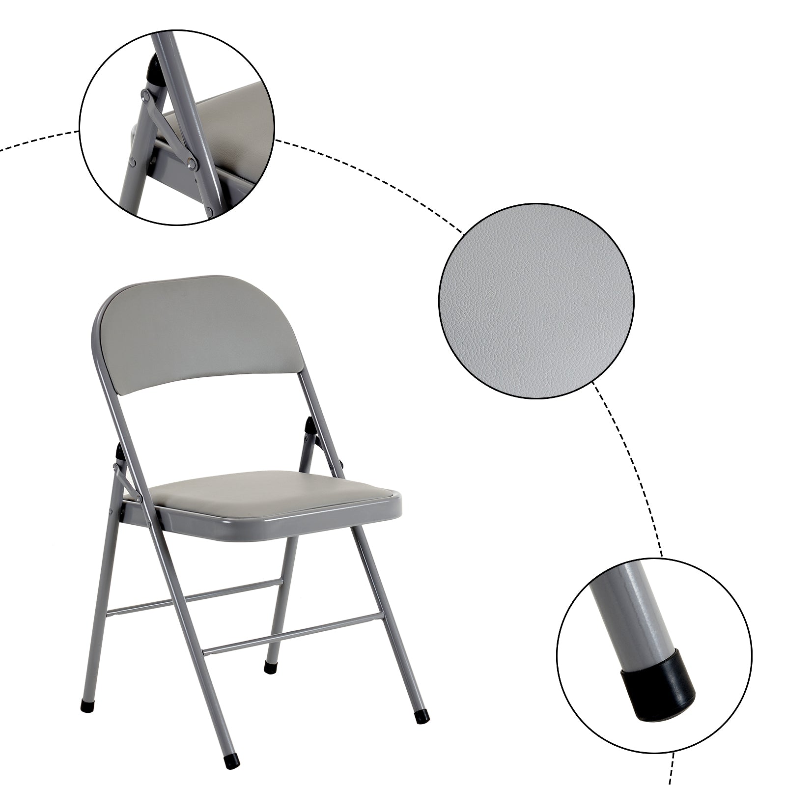 HAOYYE 4PCS Elegant Foldable Iron & PVC Chairs for Convention and Exhibition, Sturdy and Comfortable Chairs for Events, Meetings, Conferences, Easy to Store and Transport, Durable and Stylish Design