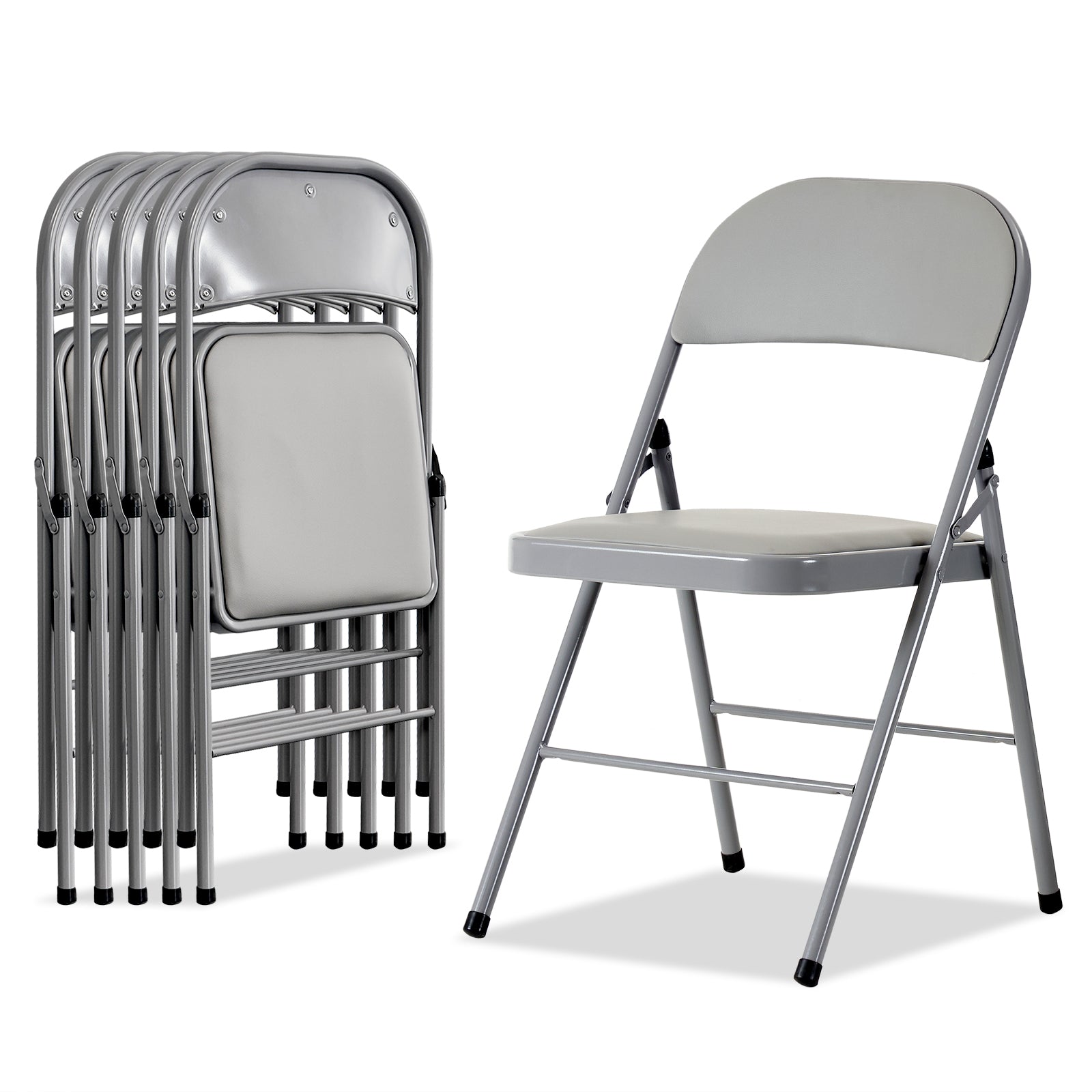 HAOYYE 6PCS Elegant Foldable Iron & PVC Chairs for Convention and Exhibition, Sturdy and Comfortable Chairs for Events, Meetings, Conferences, Easy to Store and Transport, Durable and Stylish Design
