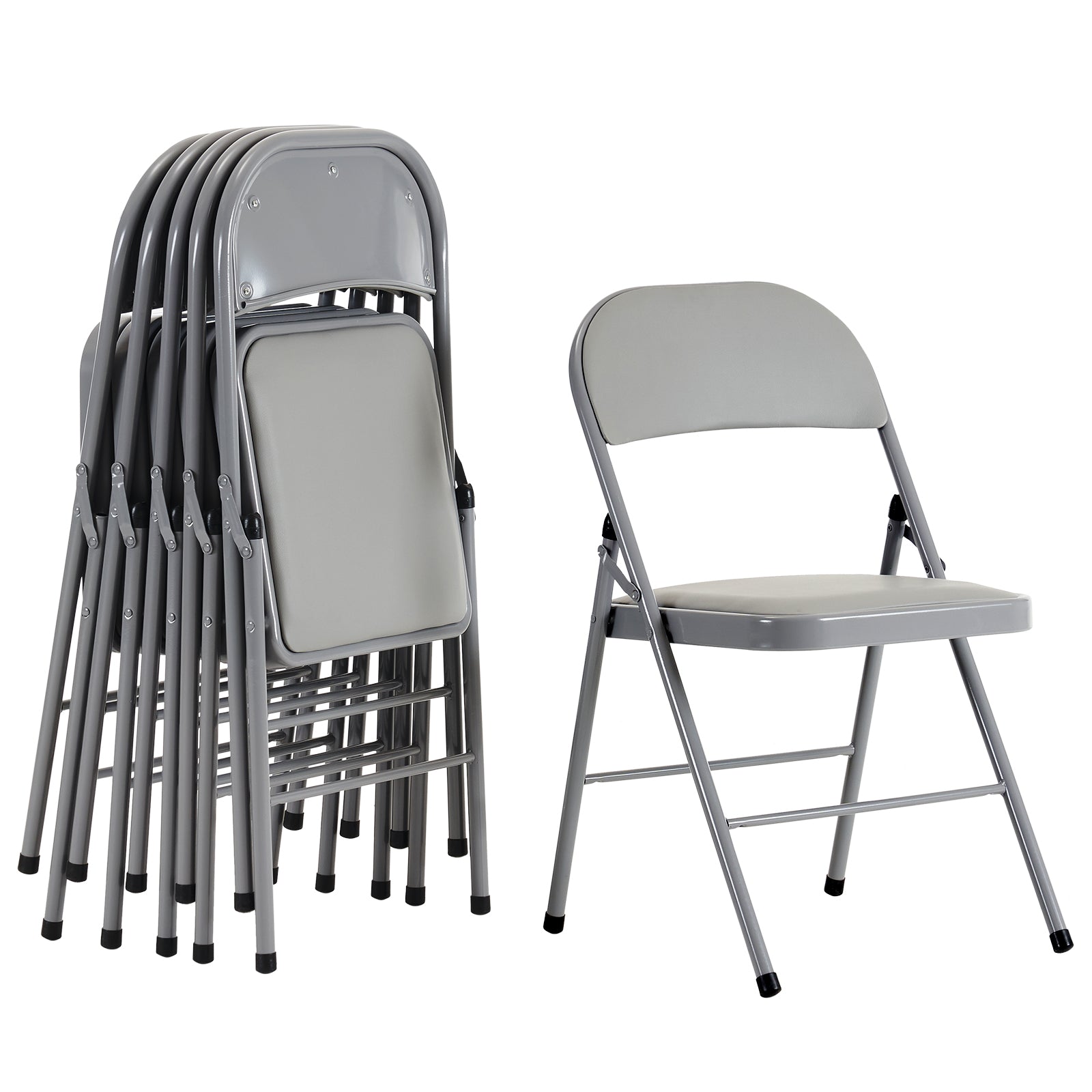 HAOYYE 6PCS Elegant Foldable Iron & PVC Chairs for Convention and Exhibition, Sturdy and Comfortable Chairs for Events, Meetings, Conferences, Easy to Store and Transport, Durable and Stylish Design