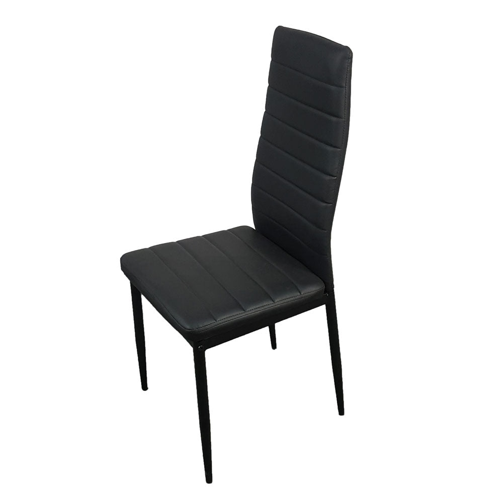 HAOYYE 6pcs Elegant Dining Chairs Set with Stripping Texture Upholstery and High Backrest Modern Assembled Black Chairs for Kitchen Dining Room Living Room