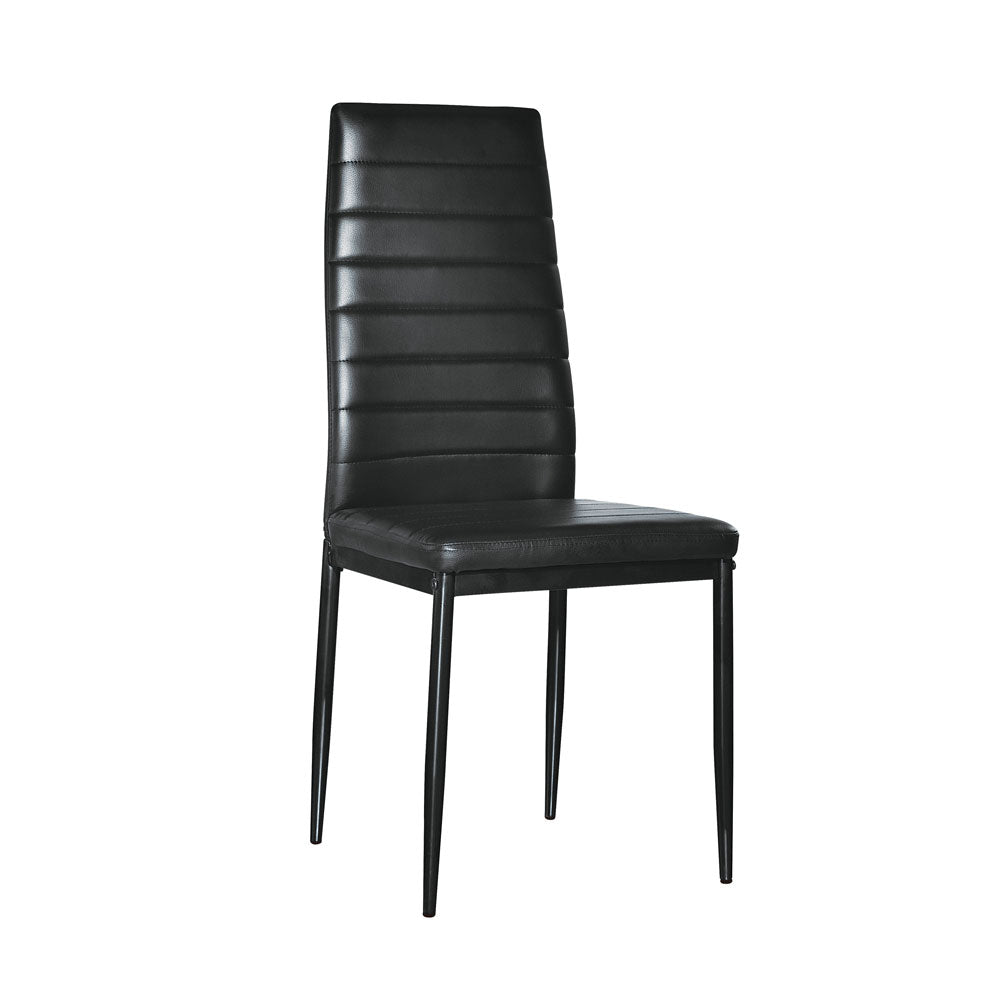 HAOYYE 6pcs Elegant Dining Chairs Set with Stripping Texture Upholstery and High Backrest Modern Assembled Black Chairs for Kitchen Dining Room Living Room